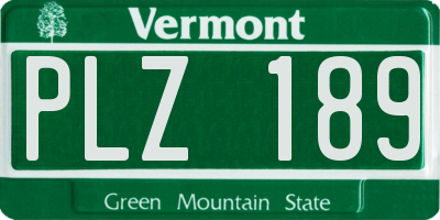 VT license plate PLZ189