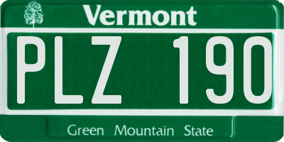 VT license plate PLZ190