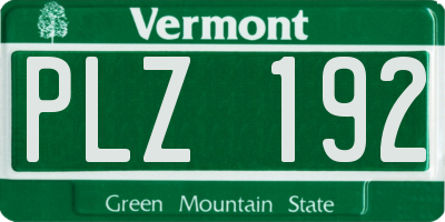 VT license plate PLZ192