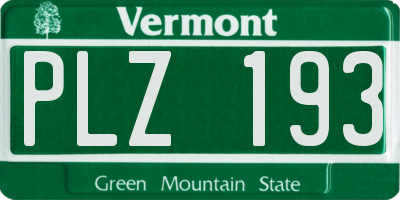 VT license plate PLZ193