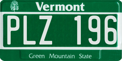 VT license plate PLZ196