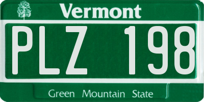 VT license plate PLZ198