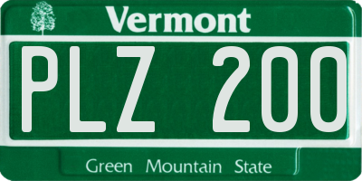 VT license plate PLZ200