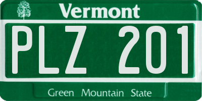 VT license plate PLZ201