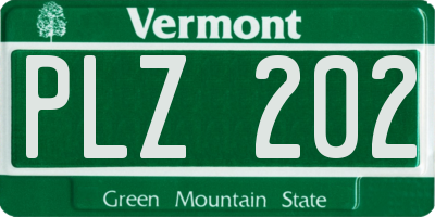 VT license plate PLZ202