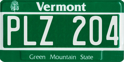 VT license plate PLZ204