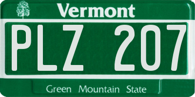 VT license plate PLZ207