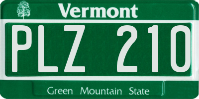 VT license plate PLZ210