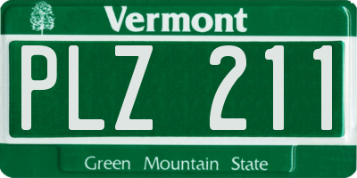 VT license plate PLZ211