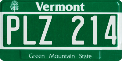 VT license plate PLZ214