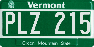 VT license plate PLZ215
