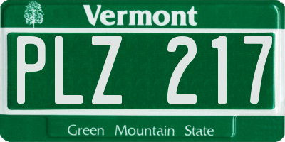 VT license plate PLZ217