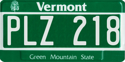 VT license plate PLZ218