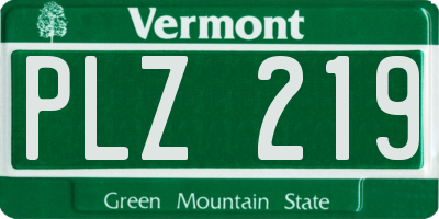 VT license plate PLZ219