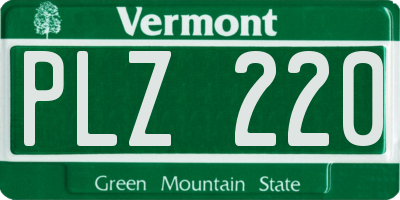 VT license plate PLZ220