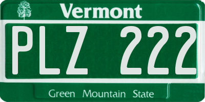 VT license plate PLZ222