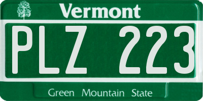 VT license plate PLZ223