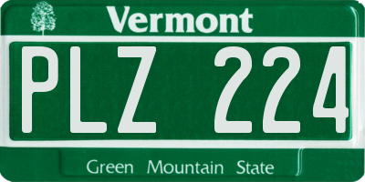 VT license plate PLZ224