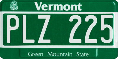VT license plate PLZ225