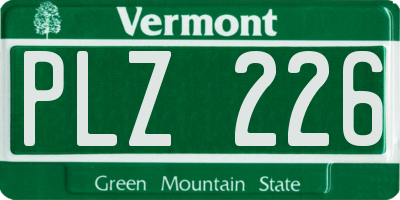 VT license plate PLZ226