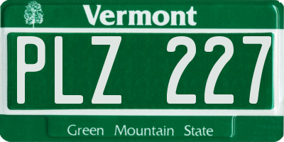 VT license plate PLZ227