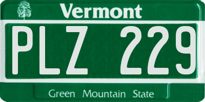 VT license plate PLZ229