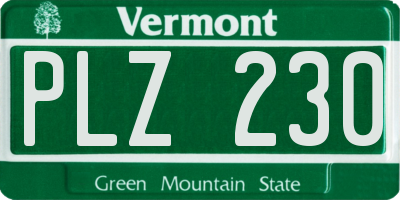 VT license plate PLZ230