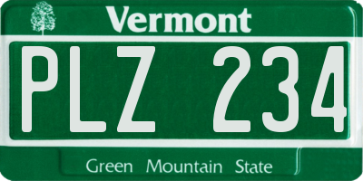 VT license plate PLZ234
