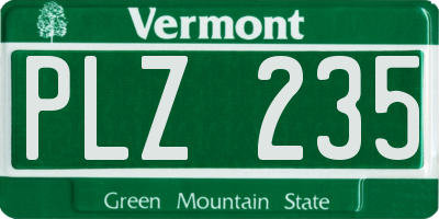 VT license plate PLZ235
