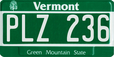 VT license plate PLZ236