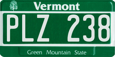 VT license plate PLZ238