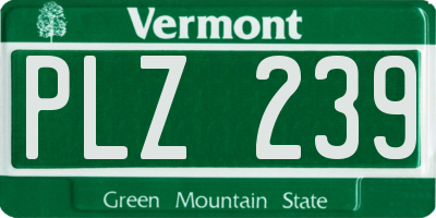 VT license plate PLZ239