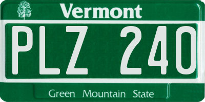 VT license plate PLZ240