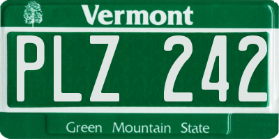 VT license plate PLZ242