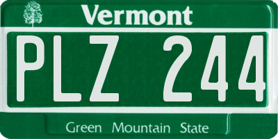 VT license plate PLZ244