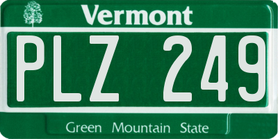 VT license plate PLZ249