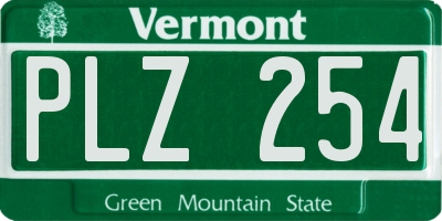 VT license plate PLZ254