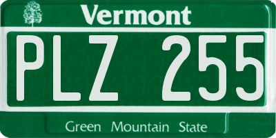 VT license plate PLZ255