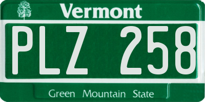 VT license plate PLZ258