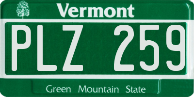 VT license plate PLZ259