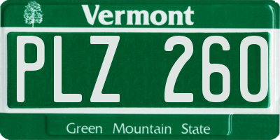 VT license plate PLZ260