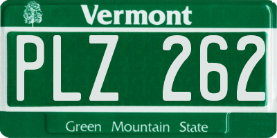 VT license plate PLZ262