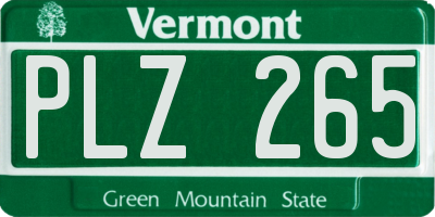 VT license plate PLZ265