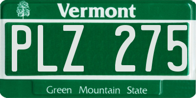 VT license plate PLZ275