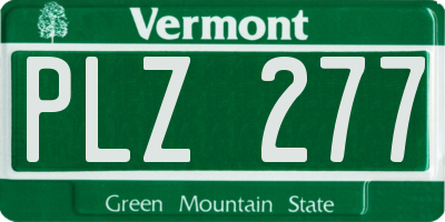 VT license plate PLZ277