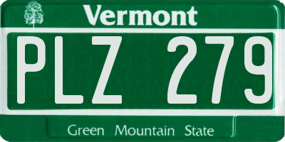 VT license plate PLZ279