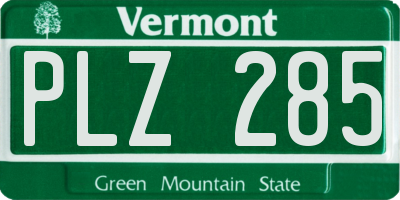 VT license plate PLZ285