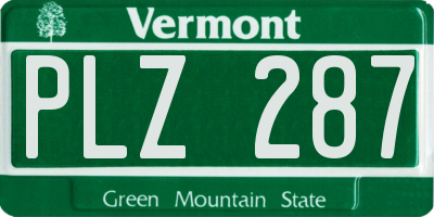 VT license plate PLZ287