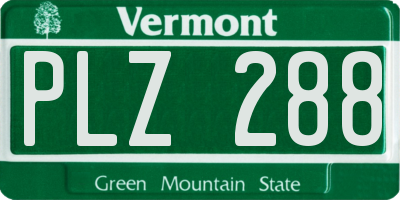 VT license plate PLZ288