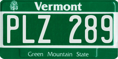 VT license plate PLZ289